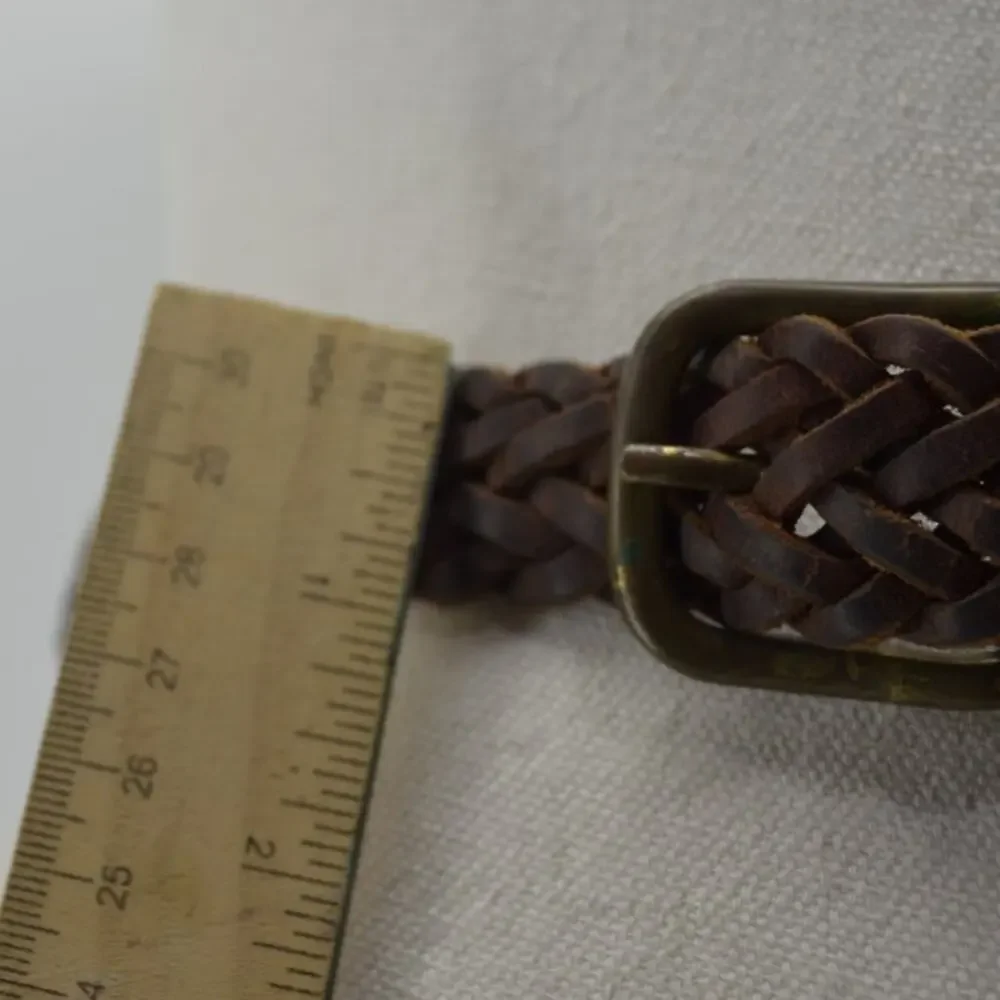 Jesse Alaniam Belt Braided Brown Leather Brass Buckle Size M